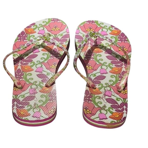 Vera Bradley Lilli Bell Floral Flip Flops Size 10 Pink & White Multicolor Design - Picture 4 of 11